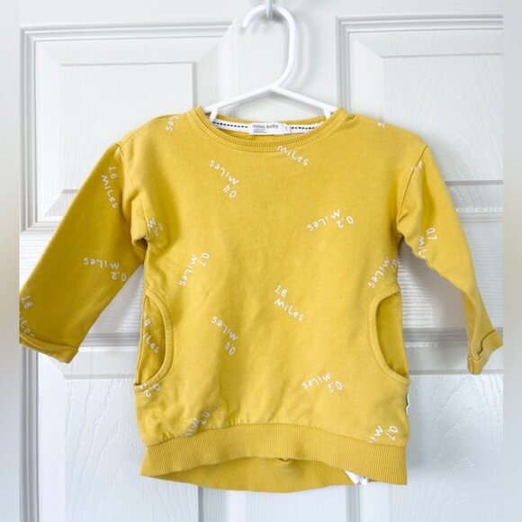 None Other - Miles The Label Yellow Sweatshirt with Crew Neck and Decorative Print